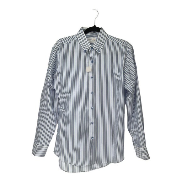 Lorenzo Uomo Trim Fit The Perfect Fashion Shirt Blue White Striped Button Down - Picture 2 of 6